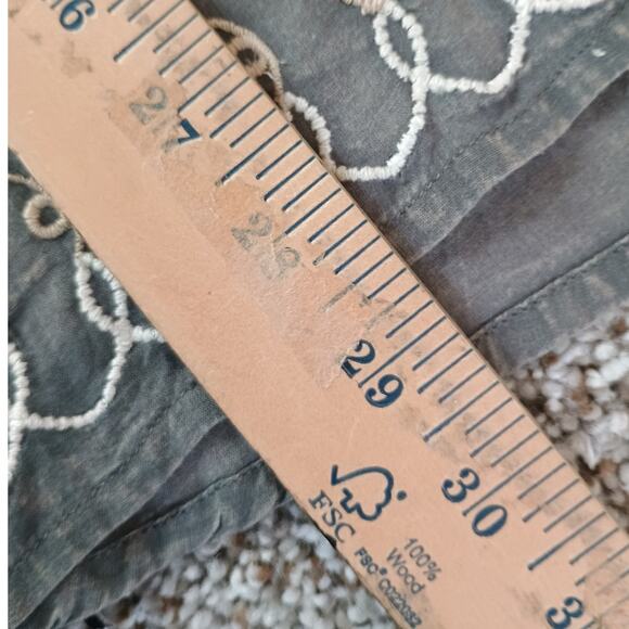 Kyla Seo XL Hand-Embroidered Cotton Tunic Shirt Gray Boho Artisan Blouse - Picture 12 of 16